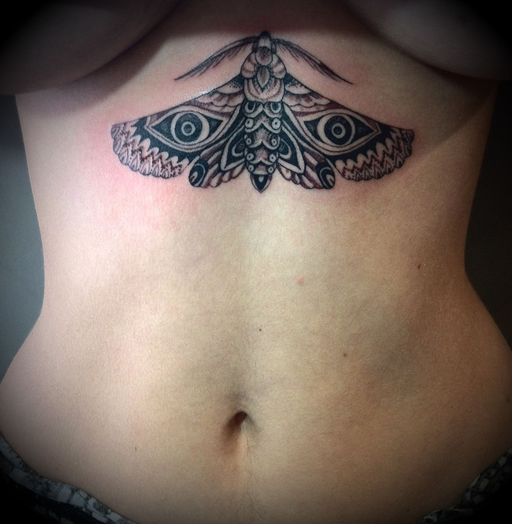 Realistic moth tattoo by Virginie Tatouage